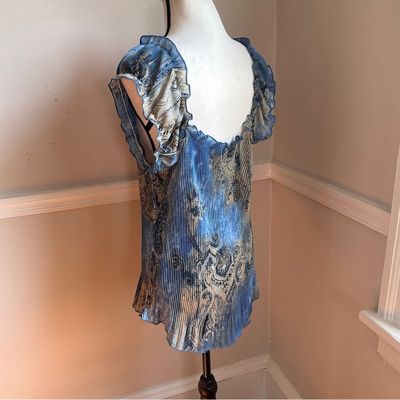 Vintage Piano Micro Pleated Ruffle Blouse Y2K Whimsigoth Art To Wear Fairy - Picture 11 of 17